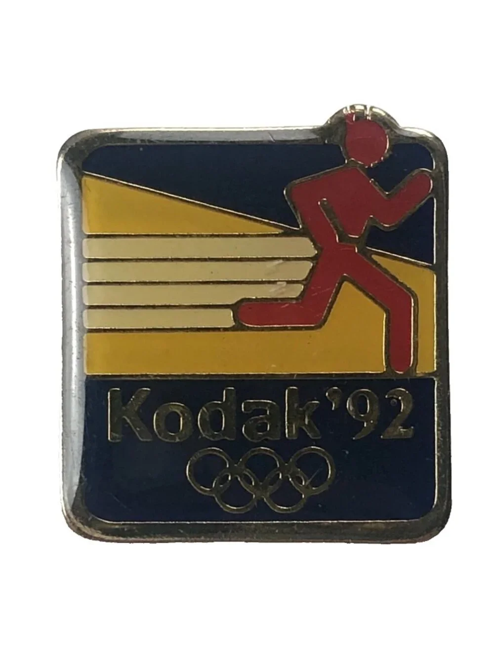 Vintage Kodak Eastman Camera Film 92 Olympics Track Running Brooch Pin Souvenir